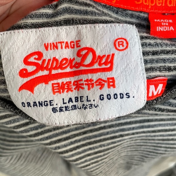 Superdry The Orange Label Striped Cotton Long Sleeve Thermal Layer Activewear - Picture 2 of 8